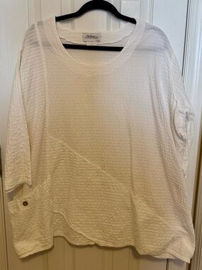 Textured White Cotton Tunic Top